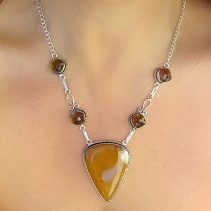 Genuine Mookaite & Smokey Topaz Sterling Necklace